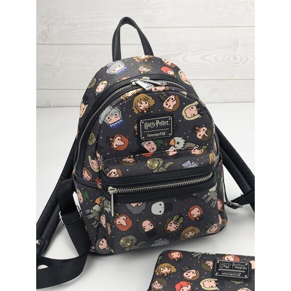 Loungefly Harry Potter Chibi Character All Over Print Backpack & Wallet Set - Picture 3 of 8